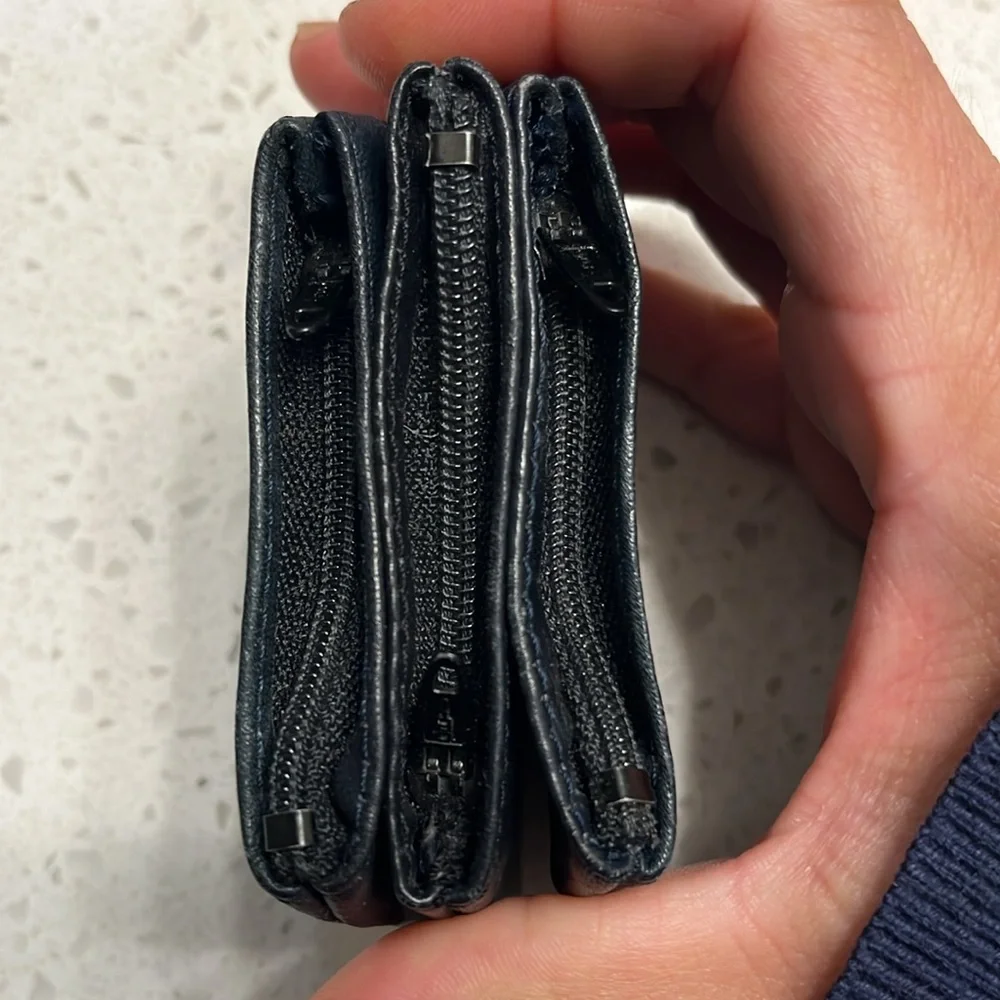 Dior vintage navy 3 zipper coin pouch